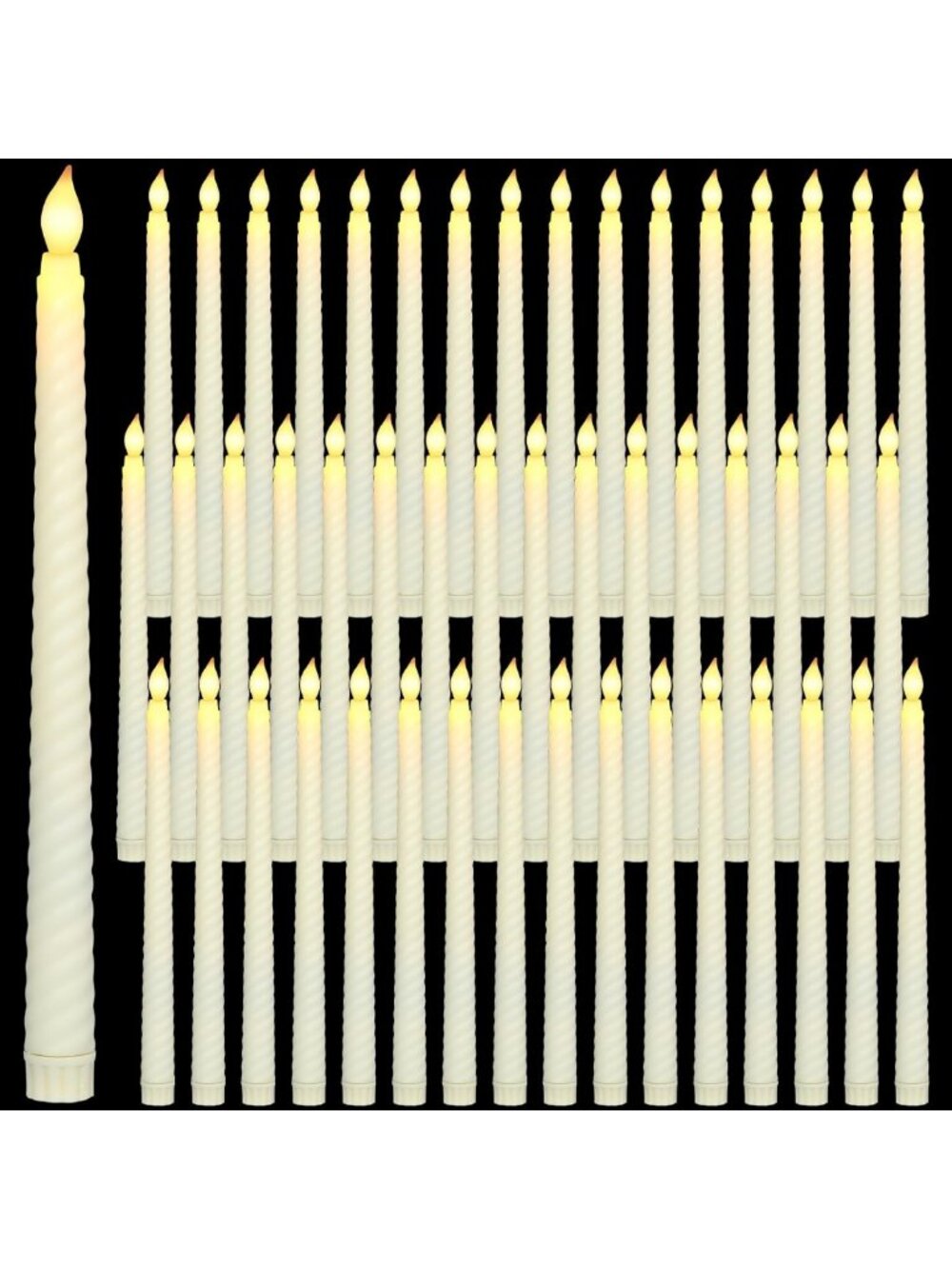 50 Pack Pastel Flameless Taper Candles 10.6" Battery Operated LED for Easter